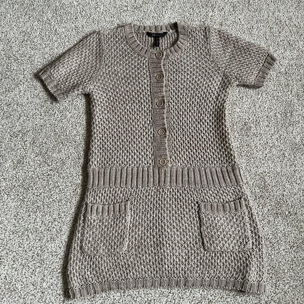 BcBgmaxazria beige camel tunic sweater wool blend size small